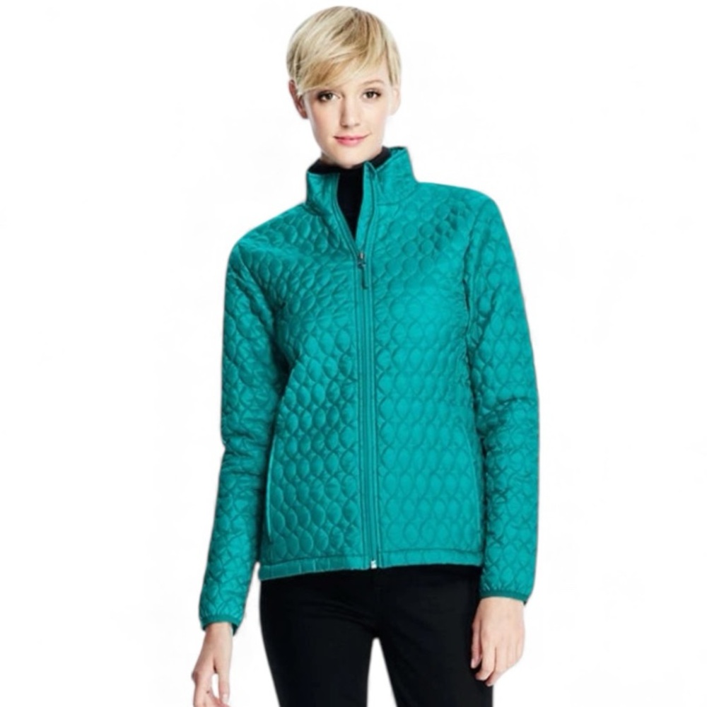 Lands' End Women's Gulf Teal Primaloft Quilted Puffer Packable Jacket Size XS
